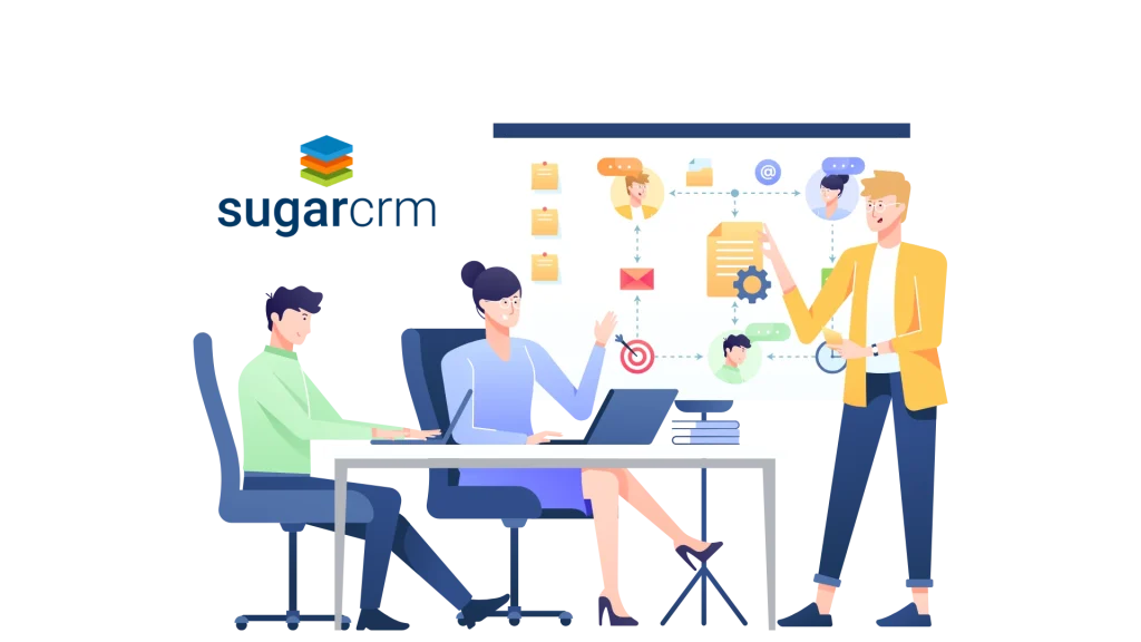 SugarCRM platform interface showing sales automation and contact management tools
