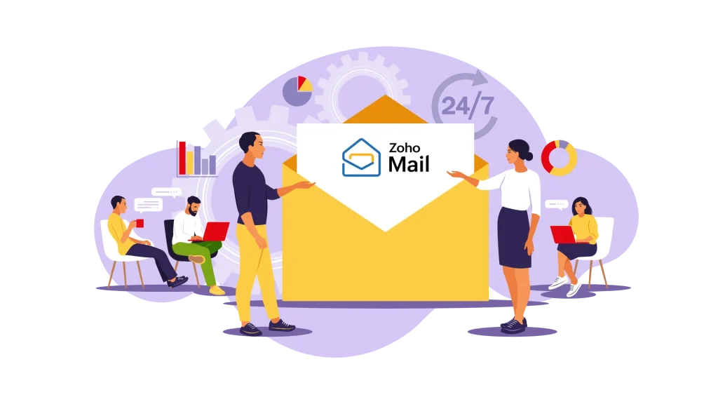 Clean and organized Zoho Mail inbox with smart folders filtering emails automatically