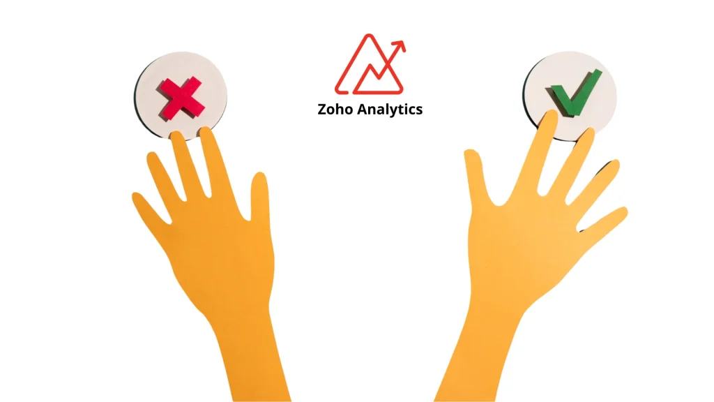 Zoho Analytics pros and cons comparison graphic