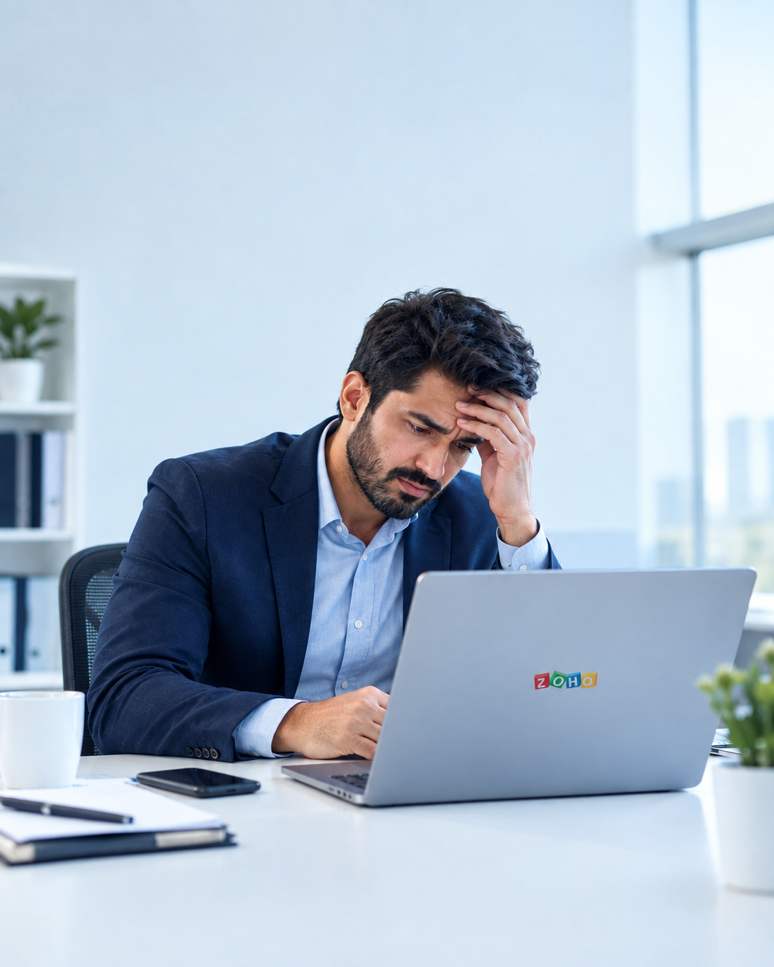 Manager frustrated by duplicate data and broken workflows in a Zoho CRM dashboard